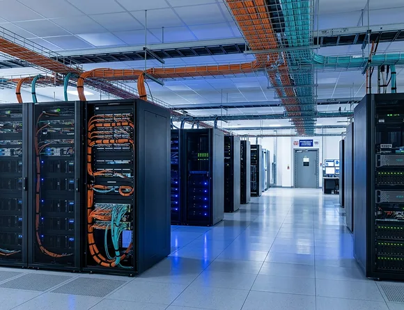 Server cabinets inside the Nottingham data centre